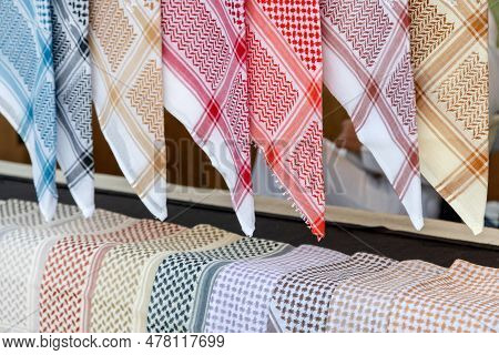 Different Style Of Male Head Wear At The Traditional Market In Abu Dhabi, Uae