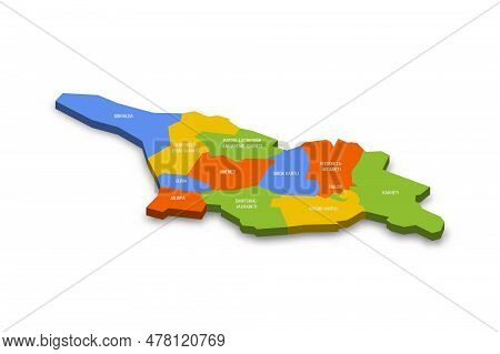 Georgia Political Map Of Administrative Divisions - Regions And Autonomous Republics Of Abkhasia And