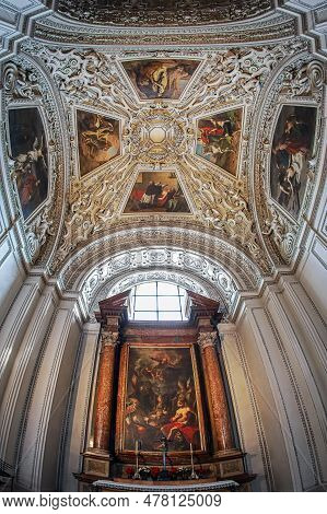 Salzburg, Austria - April 27, 2023: Interior Of The Medieval Salzburg Cathedral, The Xvii Th-century