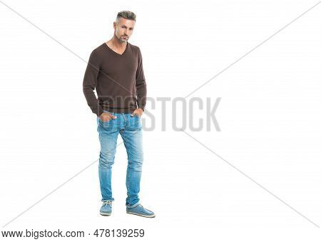 Urban Mature Man With Trendy Menswear For Everyday Life, Banner. Handsome Man In A Casual Menswear I