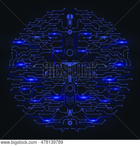 Circuit Board Modern Technology Circle Shape Vector Background.