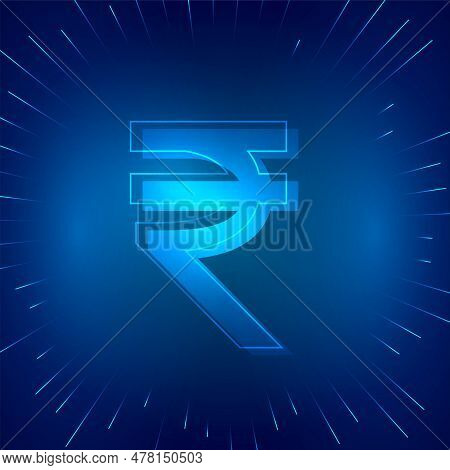 Indian Digital Rupee Symbol On Blue Background Vector