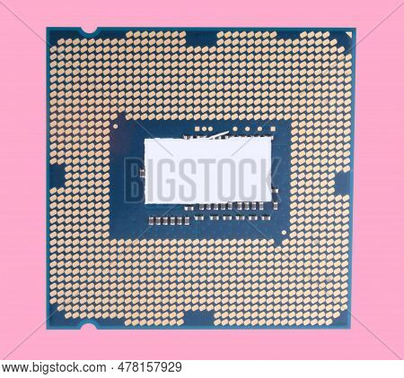 Central Processor Unit Isolated On Pink Background At Dry Sunny Day