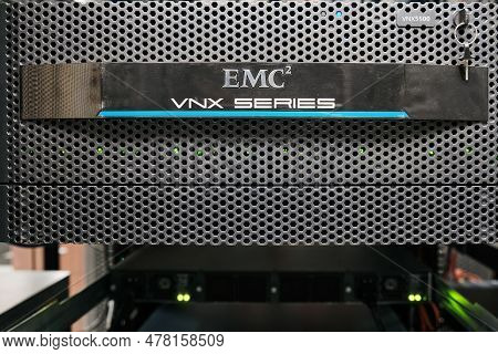 The Datacenter Is Equipped With Advanced Server Hardware Emc2 Vnx Series - Moscow, Russia, May 30, 2