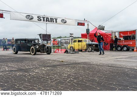 Finowfurt, Germany - May 06, 2023: The Hot Rod On The Pitlane. Race Festival 2023. Season Opening.