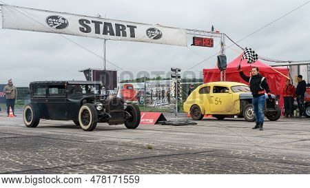 Finowfurt, Germany - May 06, 2023: The Hot Rod On The Pitlane. Race Festival 2023. Season Opening.