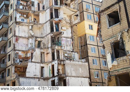 Dnipro City, Ukraine - June 22, 2023: Living Complex Destroyed By Russia With Kh-22 Missile On 14 Ja