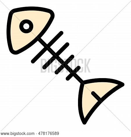 Cat Fish Bones Icon. Outline Cat Fish Bones Vector Icon For Web Design Isolated On White Background 