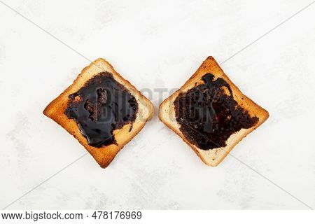 Two Aussie Savory Toasts For Breakfast With Thick Australian Healthy Food Spread Made From Leftover 