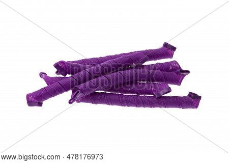 Soft Curler Spirals. Long Curlformers On White Background. Fashionable Accessories. Provides Fast Cu