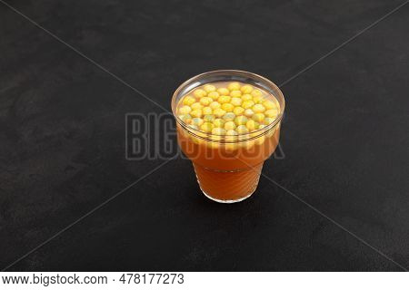 Boza Or Bosa, Traditional Turkish Drink With Roasted Chickpea Boza Or Bosa. Turkish Beverage With Ro