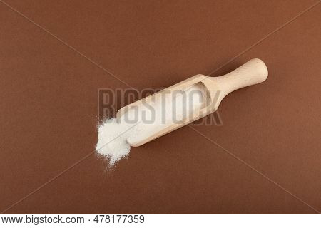 Salep Flour In Wooden Scoop. Salep, Also Spelled Sahlep Or Sahlab Is A Flour Made From Tubers Of The