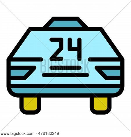 Taximeter Car Icon. Outline Taximeter Car Vector Icon For Web Design Isolated On White Background Co