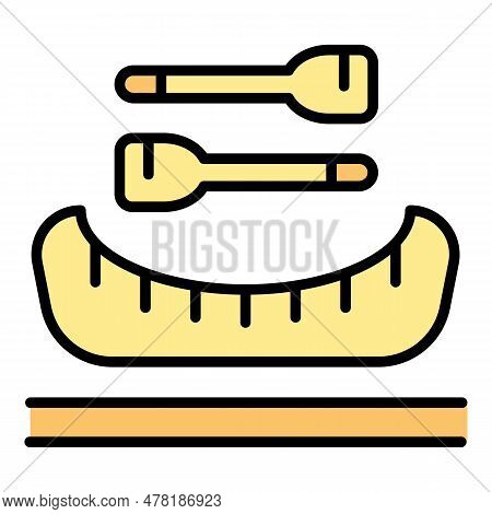 Gondola Boat Icon Outline Vector. Italy Venice. Italian Gondolier Color Flat