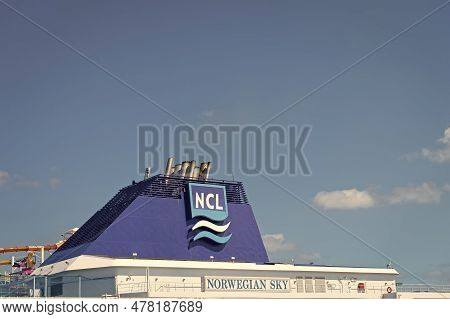 Nassau, Bahamas - Februay 18, 2016: Ncl Norwegian Cruise Line Ship Logo
