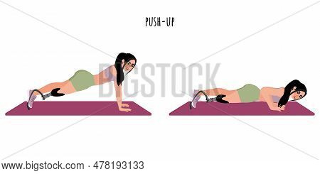 Disabled Woman Doing Push-up Workout. Inclusive Sports For People With Disabilities. Sport, Wellness