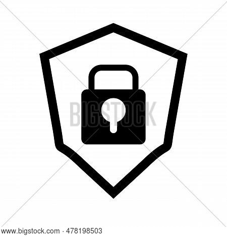 Shield And Padlock. Security Icon. Editable Vector.