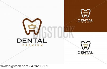 Dental King Logo Designs Concept Vector, Luxury Dental Health Logo Symbol