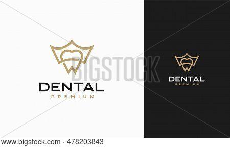 Dental King Logo Designs Concept Vector, Luxury Dental Health Logo Symbol