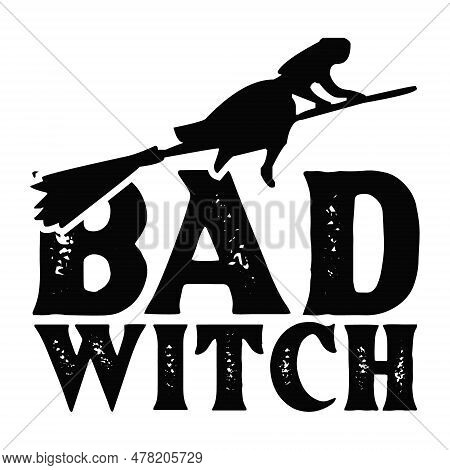 Bad Witch Flying On Sky Ghost Dark Night