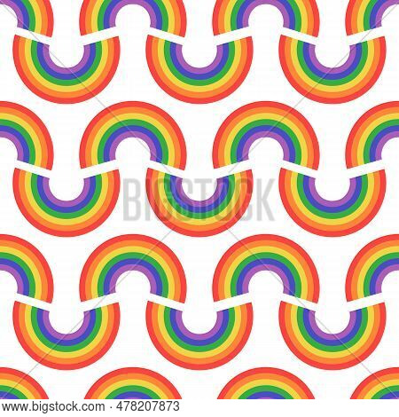 Rainbow Waves Lgbt Seamless Pattern Vector Illustration