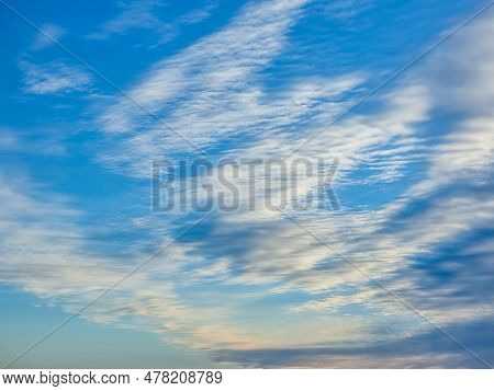 Beautiful Cirrus Clouds With Blue Sky, The Cirrus Clouds With Clear Blue Sky Background In Midday.cl
