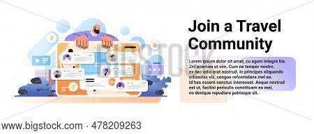 Man Tourist Join A Travel Community Free Homestay Arrangement Concept Horizontal