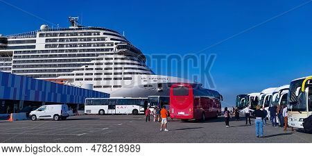Marseille, France - April 28, 2023: The Cruise Ship Msc Grandiosa In Port Of Marseille, France On Ap