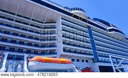 La Guell Tunisia - April 28, 2023: The Cruise Ship Msc Grandiosa In Port Of La Guell. Tunisia On Apr