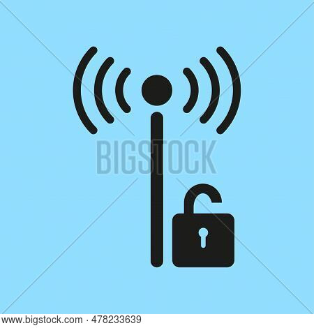 Wifi Icon. Free Internet Network. Wi Fi Open Lock. Vector Illustration. Stock Image.