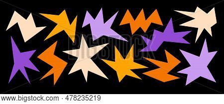 Sharp Asymmetric Shapes Set. Abstract Geometric Edgy Elements Collection. Irregular Angular Forms Fo