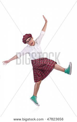 Lustige Scotsman isolated on the white