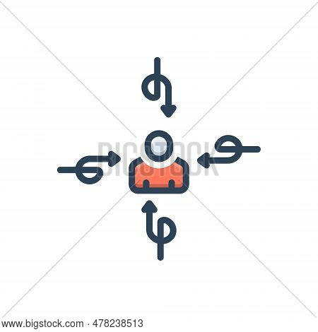 Color Illustration Icon For Indirect Unobserved Indiscernible Unperformed Circuitous Unobserved Unma