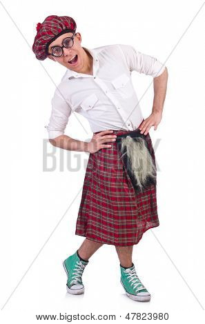 Lustige Scotsman isolated on the white