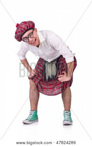 Lustige Scotsman isolated on the white