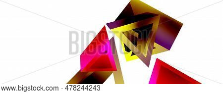 Triangle Abstract Background. 3d Vector Basic Shape Technology Or Business Concept Composition. Tren