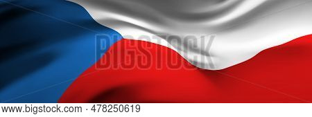 National Flag Of Chezh. Country Official Symbol. Banner, Background