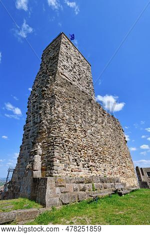 Tower Of Spur Castle Ruin Called Wachtenburg In City Wachenheim,in Rhineland-palatinate
