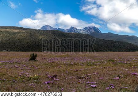 Rumiñahui Volcano. A Rocky Volcano That Only Preserves A Small Portion Of Its Original Size, With Be