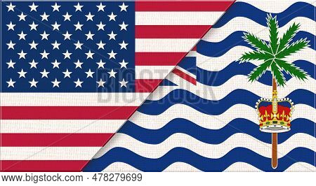 Flags Of Usa And British Indian Ocean Territory. American And British Indian Ocean Territory Nationa