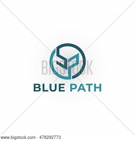 Abstract Initial Letter Bp Or Pb Logo In Blue Color Isolated In White Background. Initial Bp Letter 