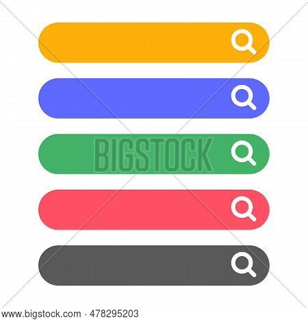 Internet Search Box Icon Set With Input Fields. Web Search Bar. Editable Vector.