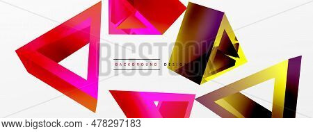 Triangle Abstract Background. 3d Vector Basic Shape Technology Or Business Concept Composition. Tren