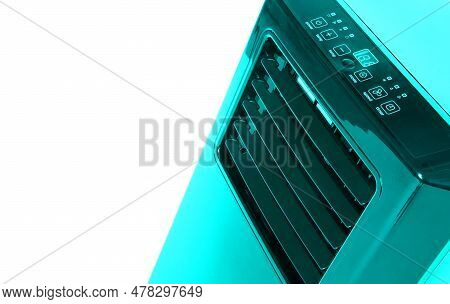 Black Mobile Air Conditioning Unit, Small Air Heat Pump Isolated - Cold