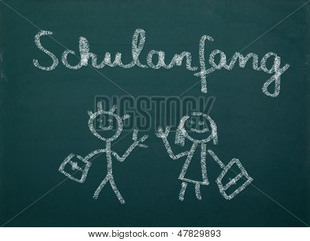 Blackboard With School Kids Drawings