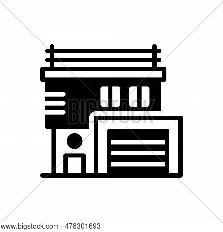 Black Solid Icon For Exterior Outer External Outside Outermost Surface Superficial Building House