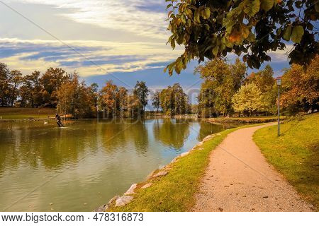 Autumn Park In The Town Cesis, Latvia