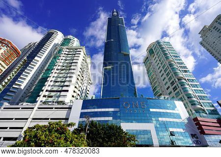 Balneario Camboriu, Brazil - April 28, 2023: One Tower The Tallest Skyscraper In Brazil In Balneario