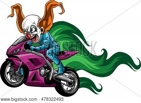 Vector Illustration Joker Biker Motorcycle Rider Racing