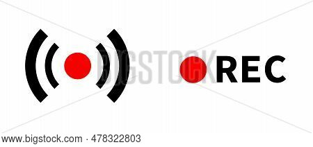 Live Streaming Icon And Rec Icon. Editable Vector.